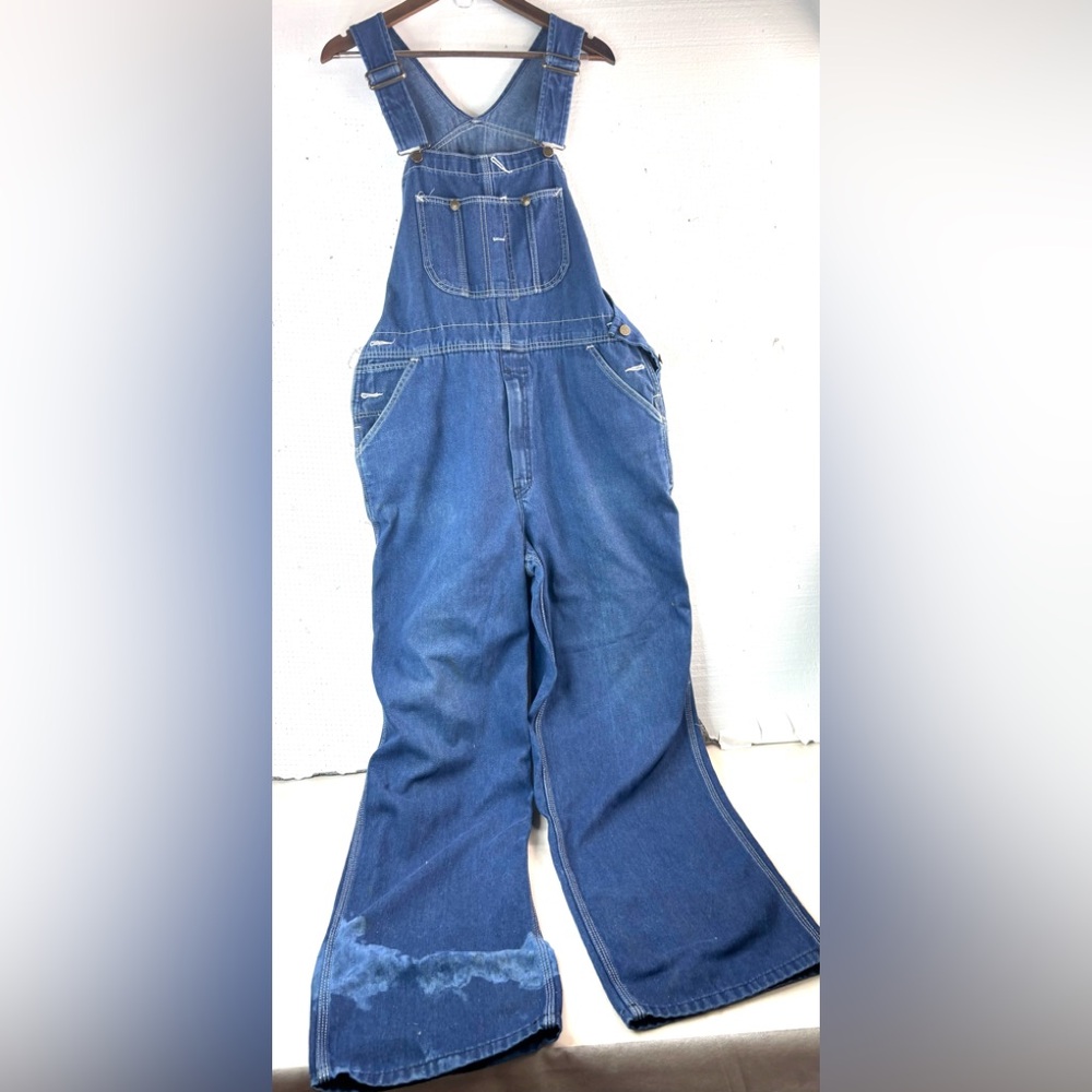 Sears Vintage 36x32 Men’s Denim Overalls Blue Jeans Distressed